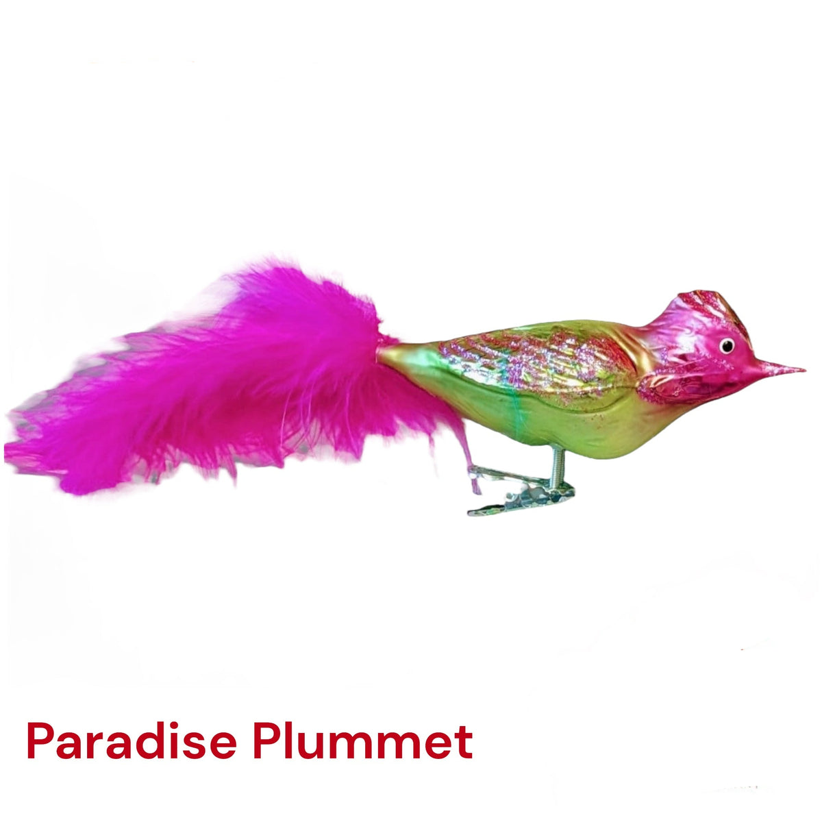 Paradise Plummet Clip Bird feather Tail- Hand Blown Glass Christmas Ornament | Made in Germany
