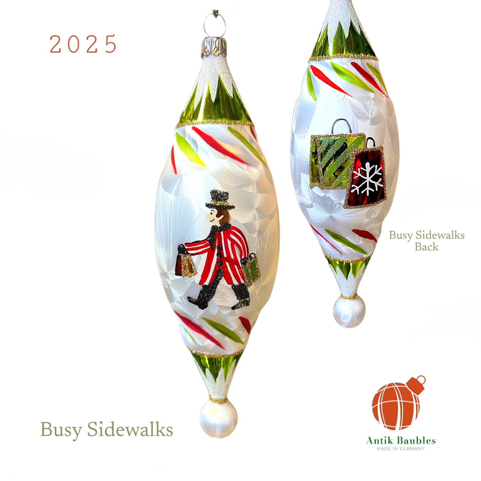 Busy Sidewalks 4.25 in Tear Drop- Antik Baubles Exclusive Christmas Ornament