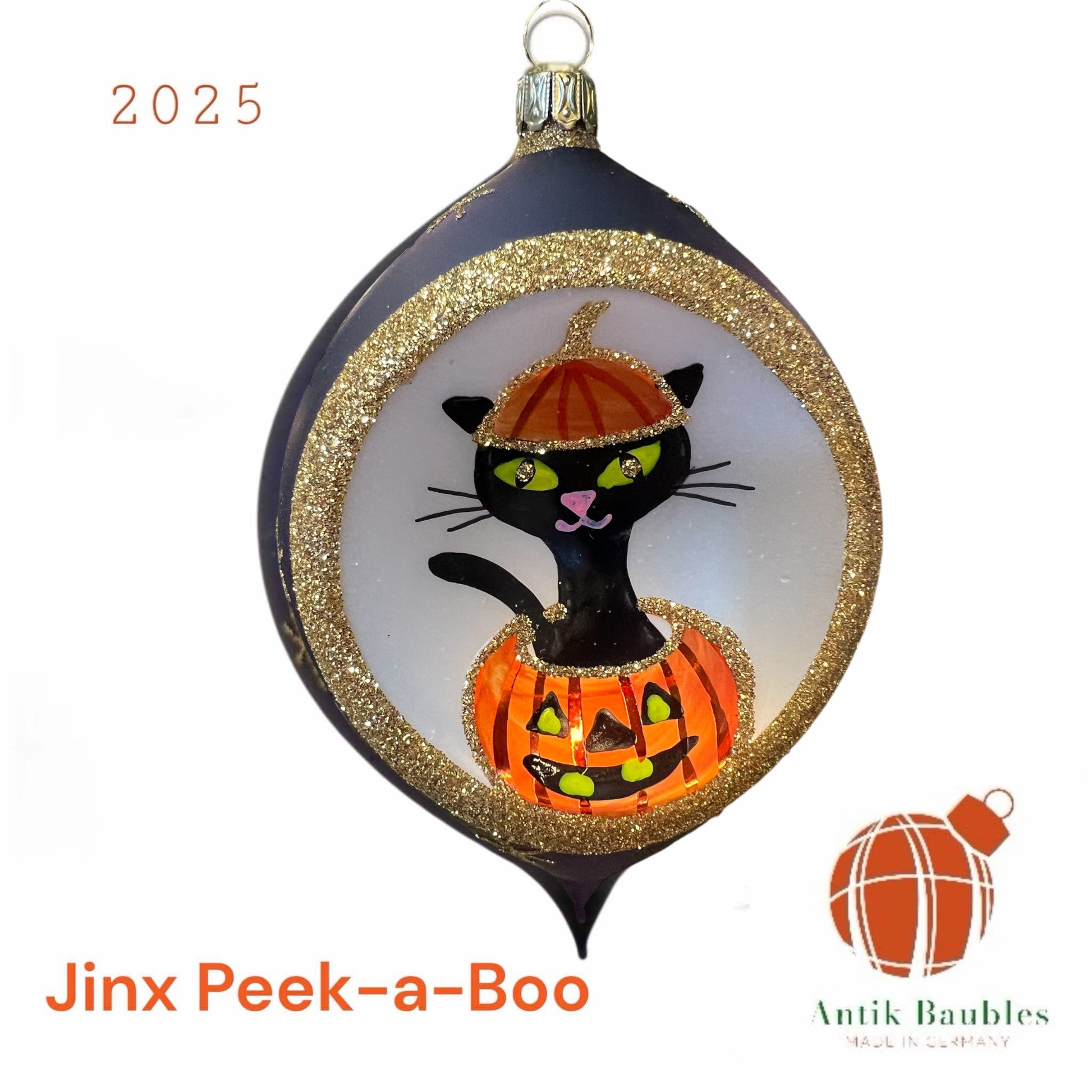 Jinx Peek-a-Boo 3.25 in Tear Drop- Antik Baubles Exclusive Halloween Ornament