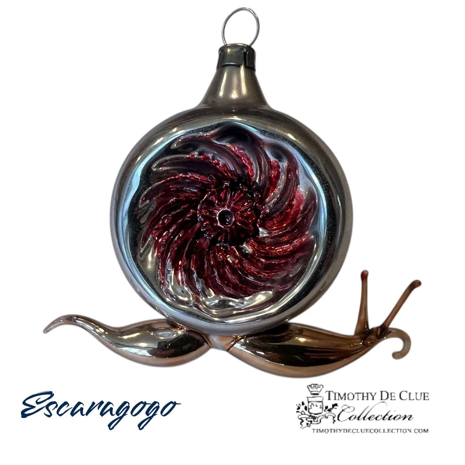 Escaragogo Snail Indent Red- German Glass Ornament Christmas Collection