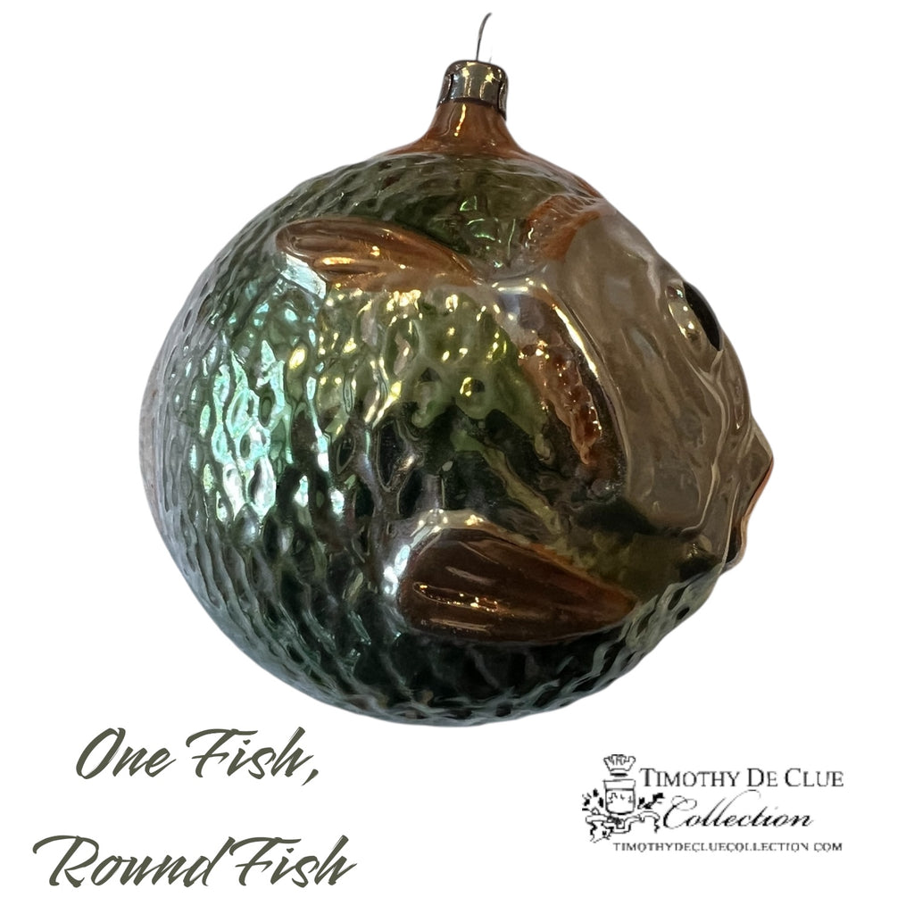 One Fish, Round Fish- German Glass Ornament Christmas Collection