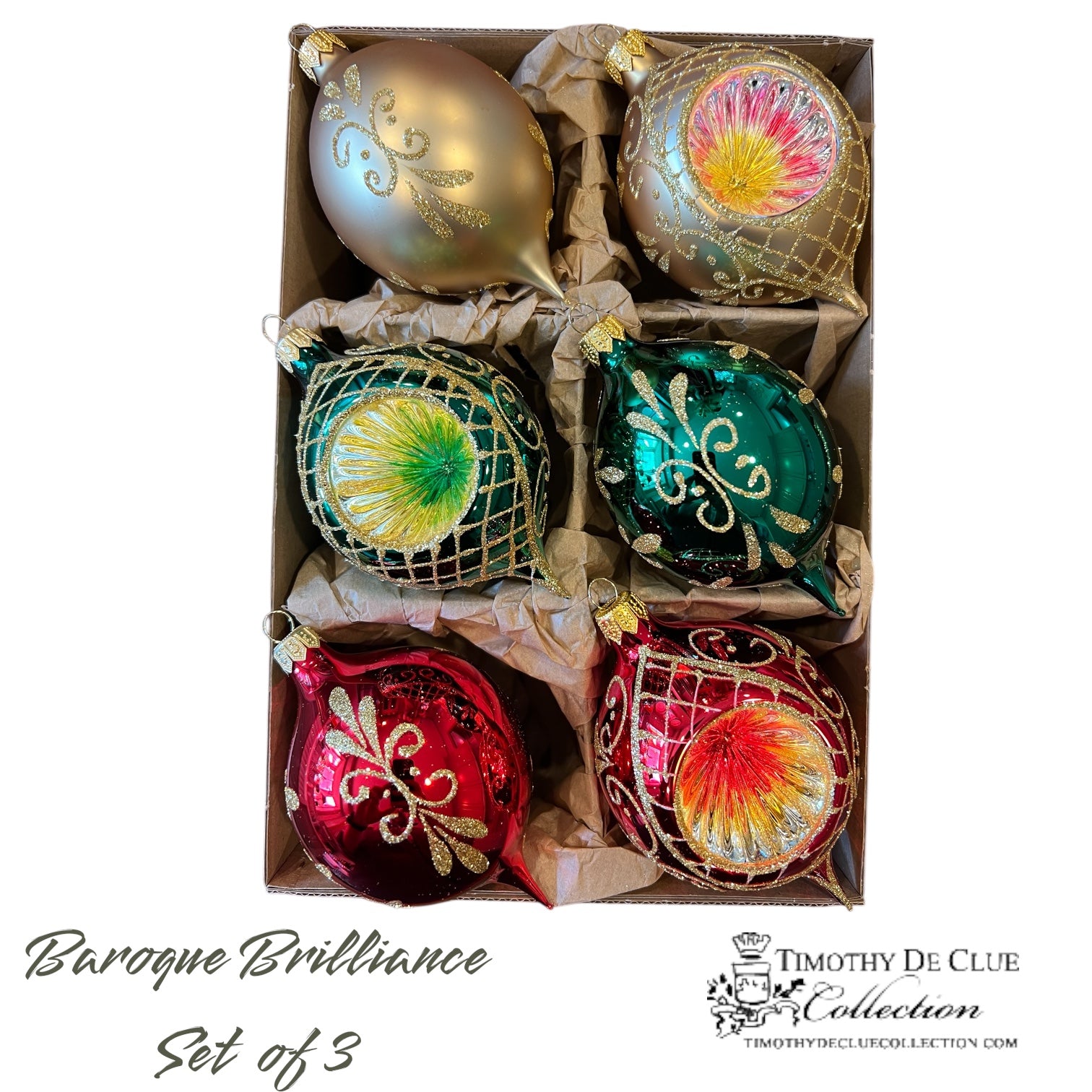 Baroque Brilliance Set of 3 - German Glass Ornament Christmas Collection (Copy)