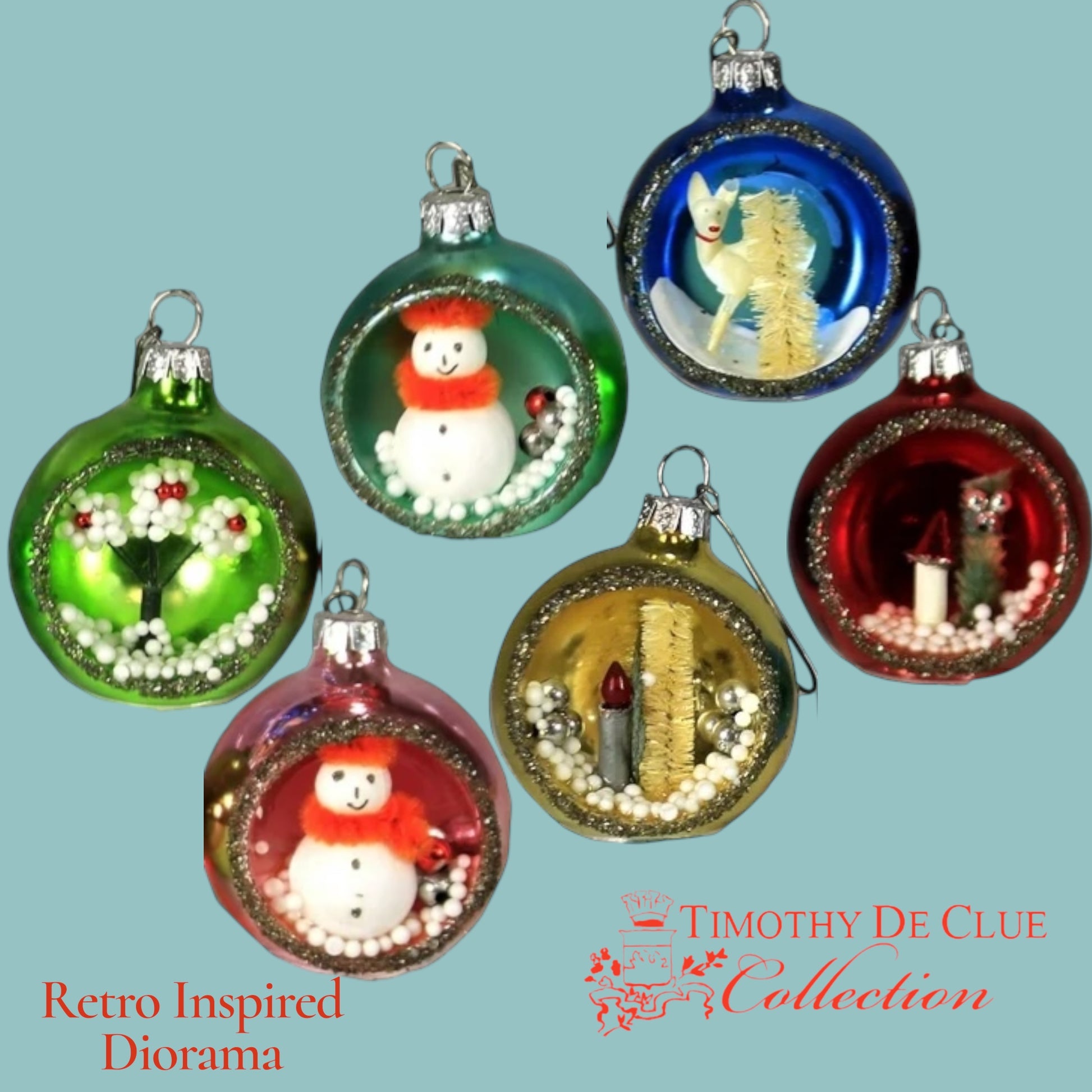 Retro Inspired Diorama Ornament Set 6  -TDC RetroChristmas Collection