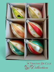 North Star Stripe Ornament Set 6 - De Clue Exclusive Christmas Collection