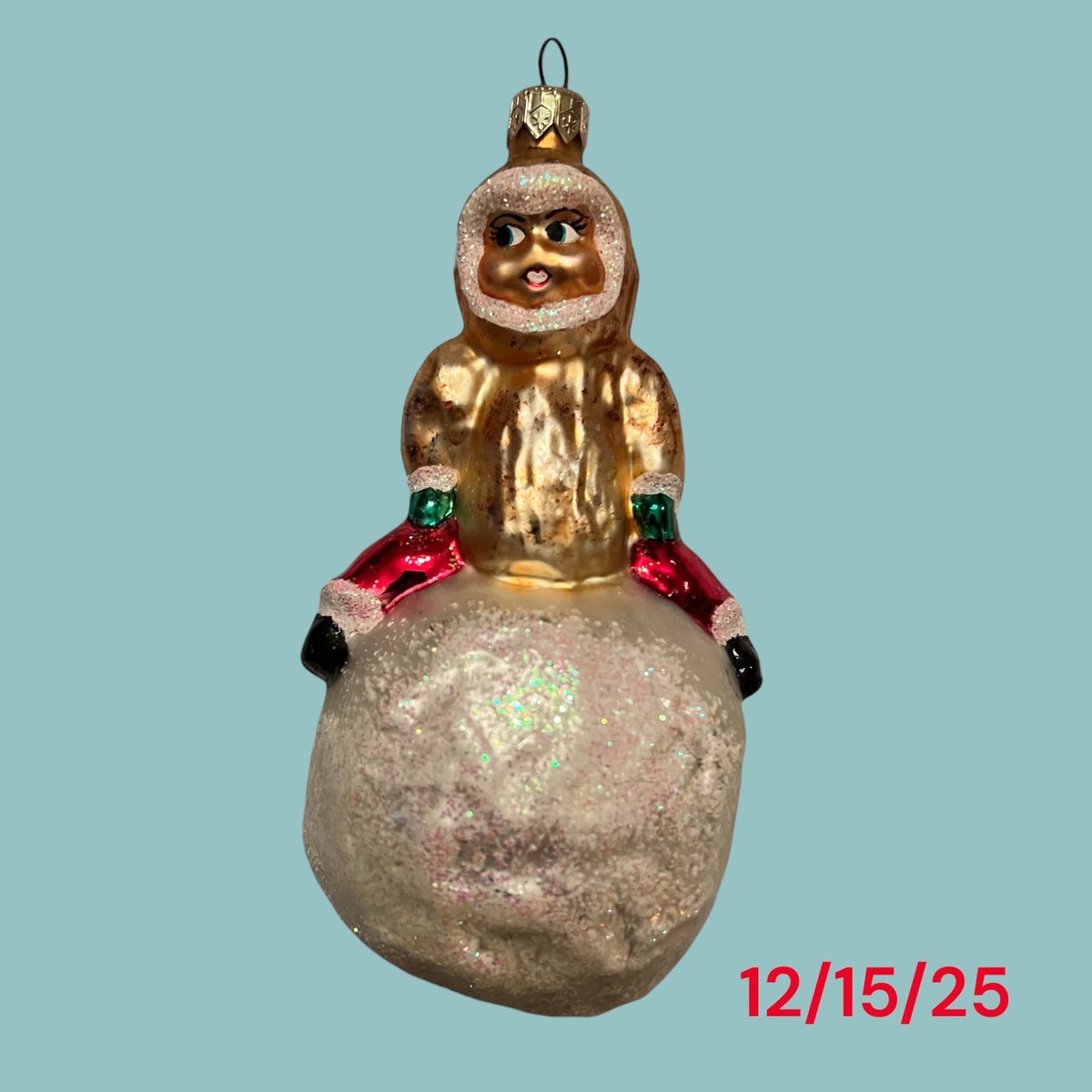 V-W Vintage Handblown Inuit on Snowball Ornaments