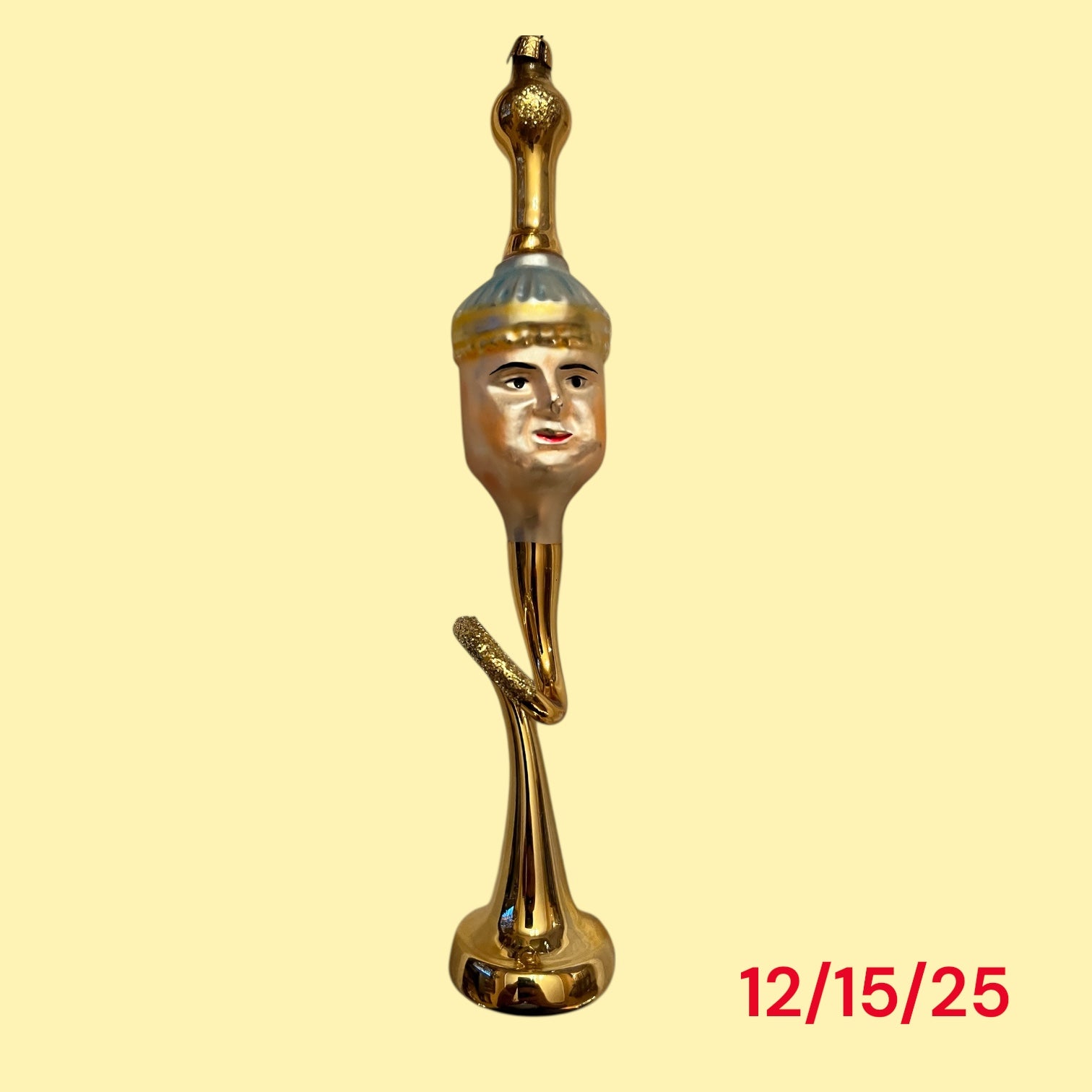 Vintage Handblown Horn with Face Ornament