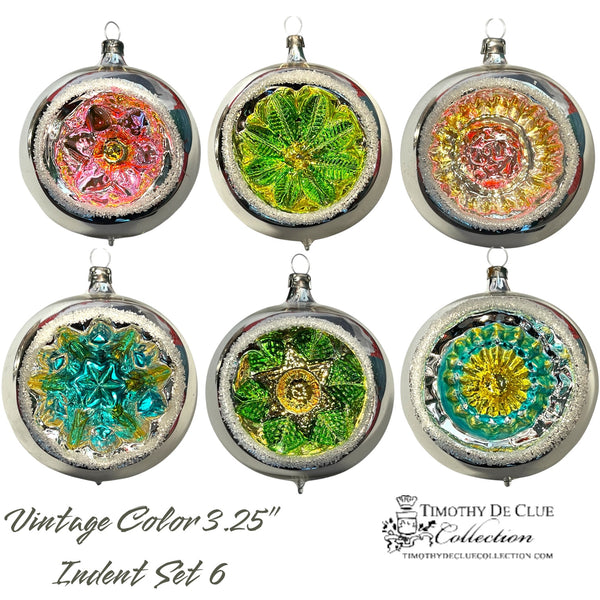 Vintage Colors Indents - Set of 6 |3.25 in - Antik Baubles Christmas Ornament WHLS
