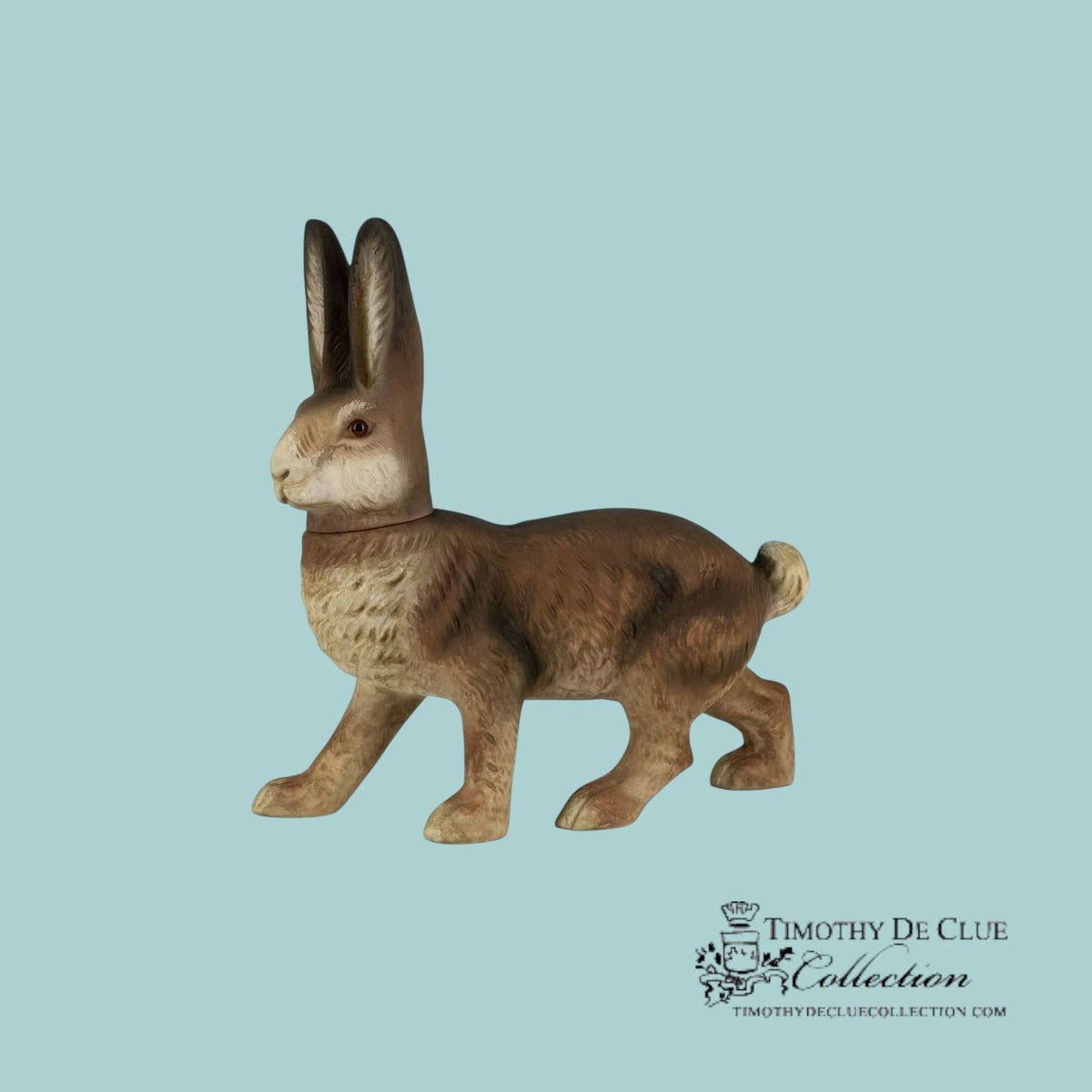 Walking 7" Easter Hare Brown Vintage Inspired German Paper Mache