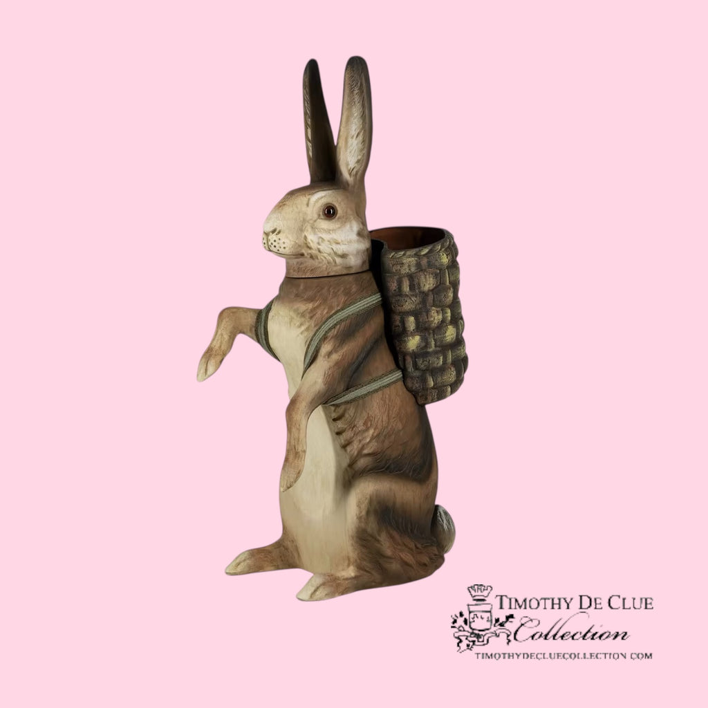Tall Easter Brown Hare Vintage Inspired German Paper Mache