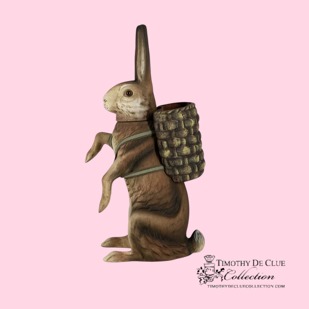 Tall Easter Brown Hare Vintage Inspired German Paper Mache