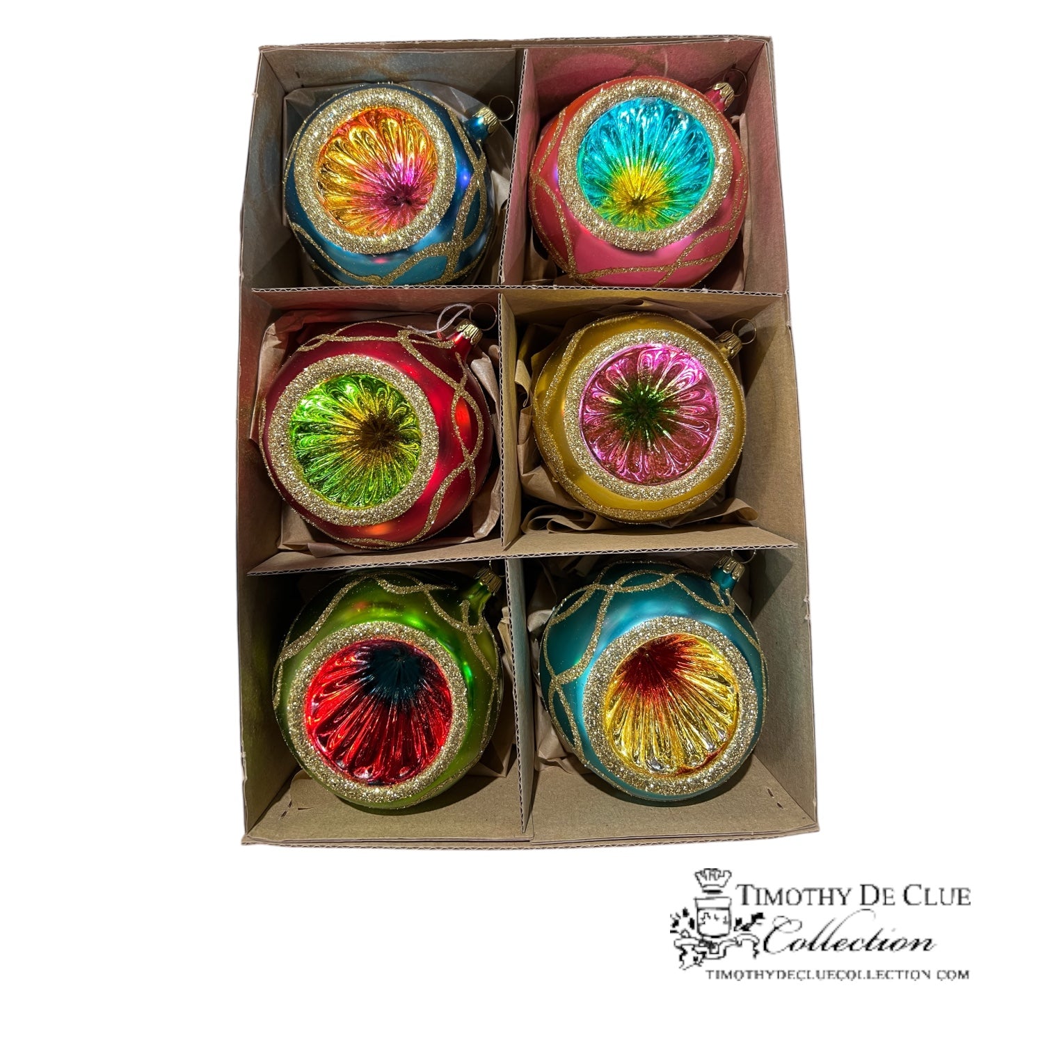 Kaleidoscope Reflector- Set of 6  | 3.25 in - Christmas Ornament