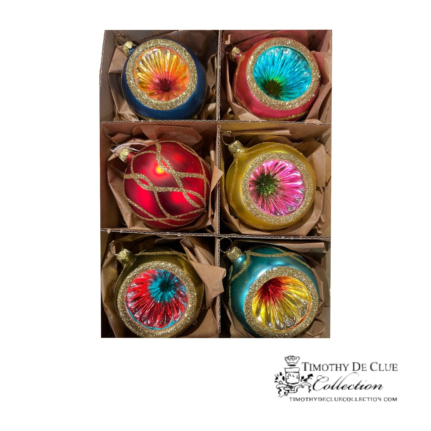 Kaleidoscope Reflector- Set of 6  | 2.25 in - Christmas Ornament