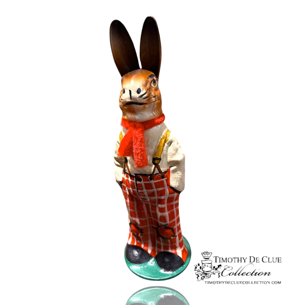 Easter Best Plaid  Hare Vintage Inspired German Paper Mache
