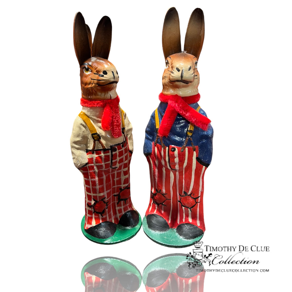 Easter Best Plaid  Hare Vintage Inspired German Paper Mache