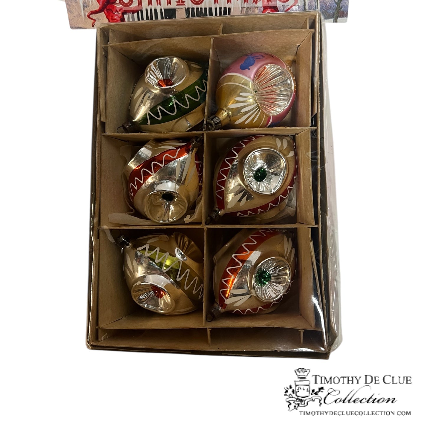 V-T Vintage Handblown Polish Indent Ornaments - Set of 6
