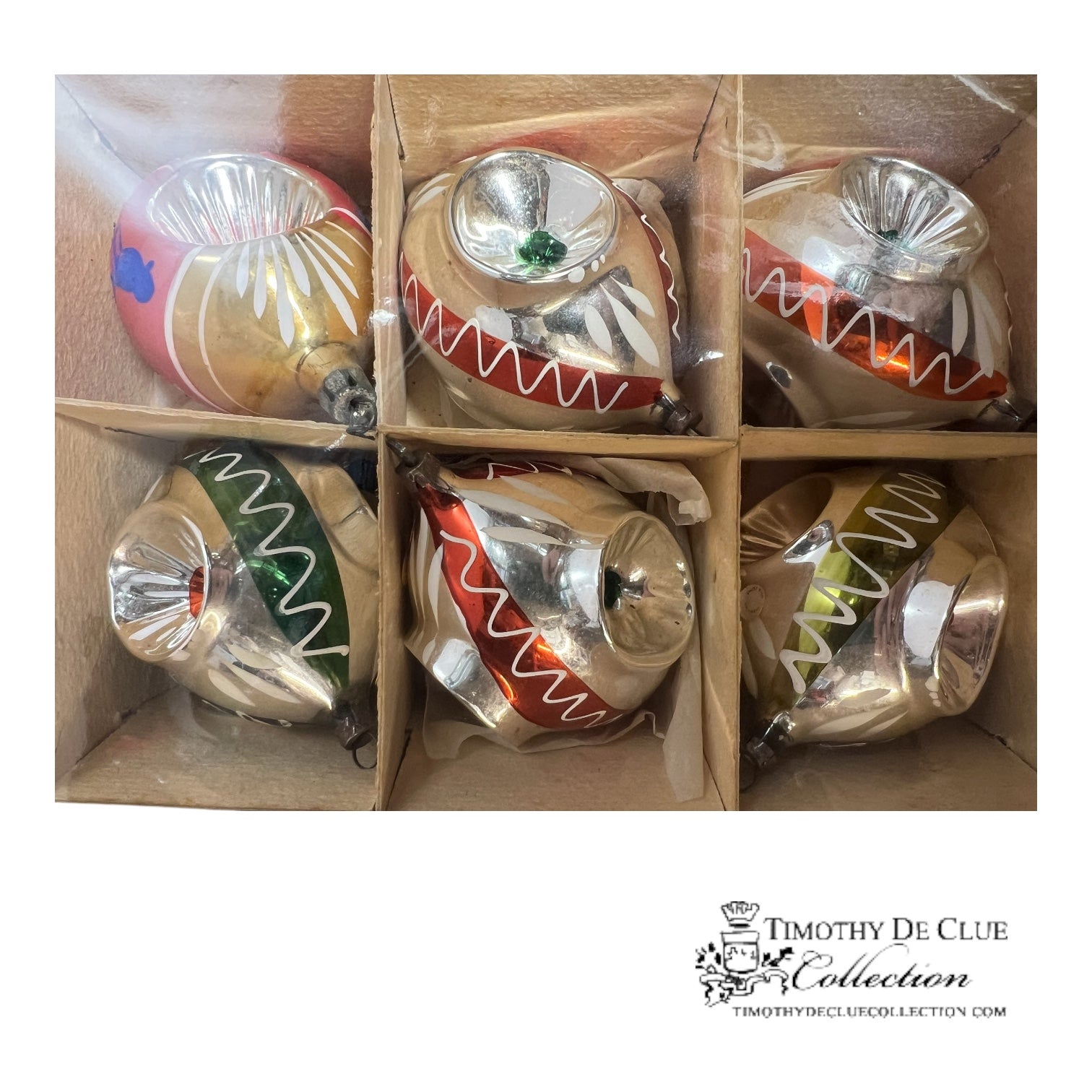 V-T Vintage Handblown Polish Indent Ornaments - Set of 6