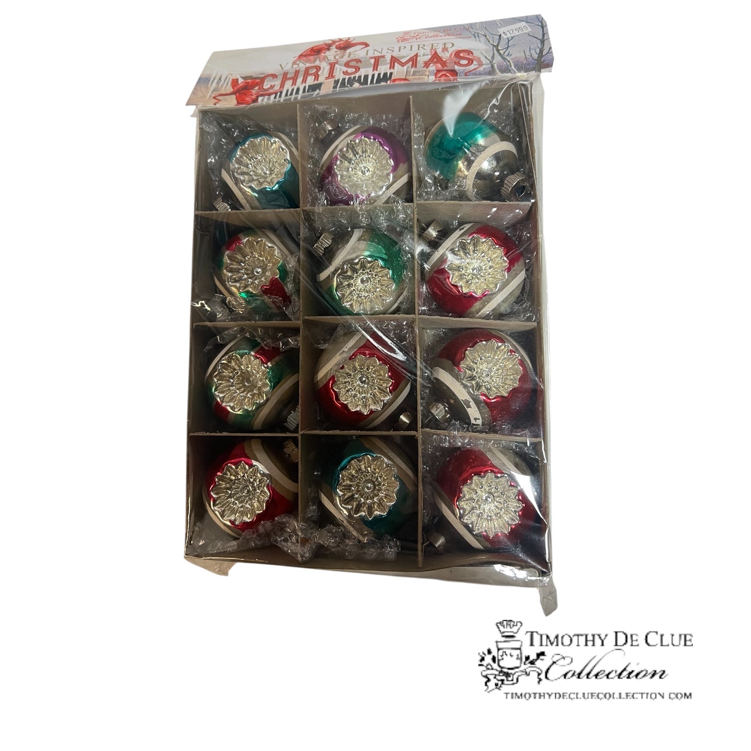 V-R Shiny Brite Vintage Indent Ornaments - Set of 12