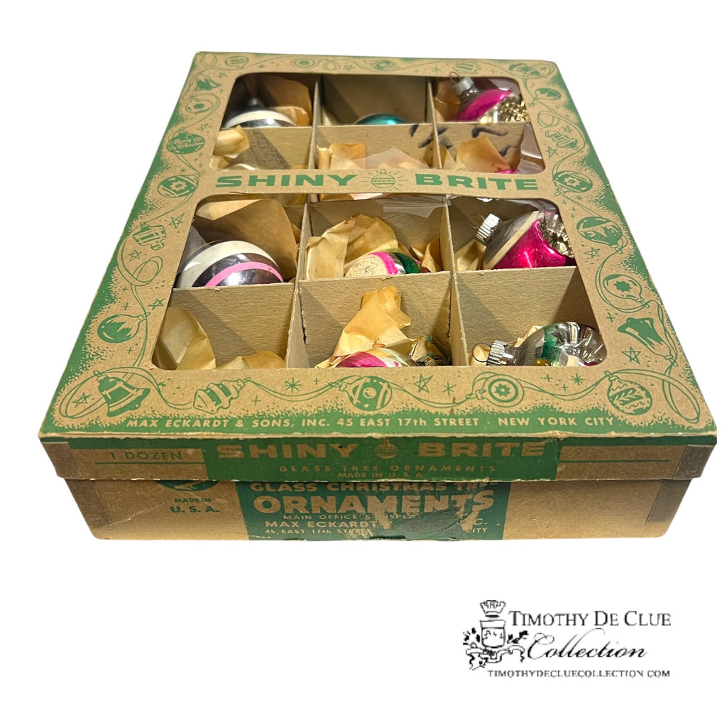 V-P Shiny Brite Stripe and Indent Ornaments - Set of 12