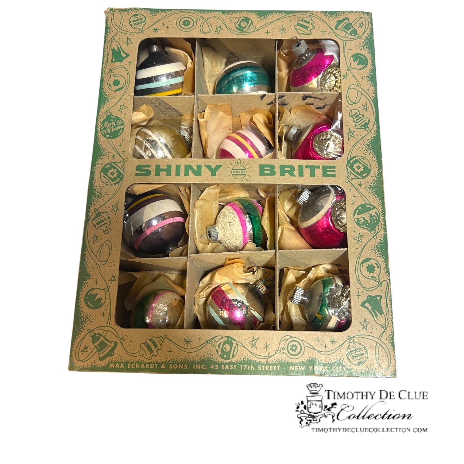 V-P Shiny Brite Stripe and Indent Ornaments - Set of 12