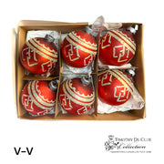 V-V Vintage Handblown Red & Gold Ornaments - Set of 6