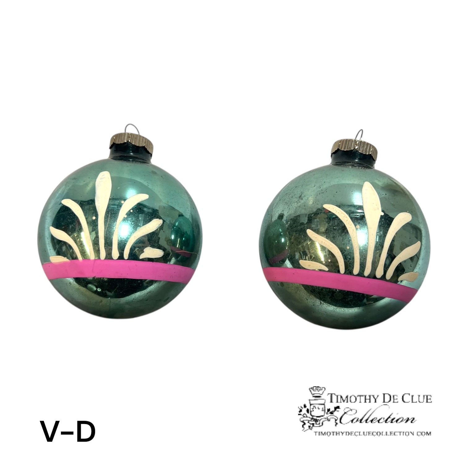 V-D Vintage Handblown Large Ornaments - Matching Pair