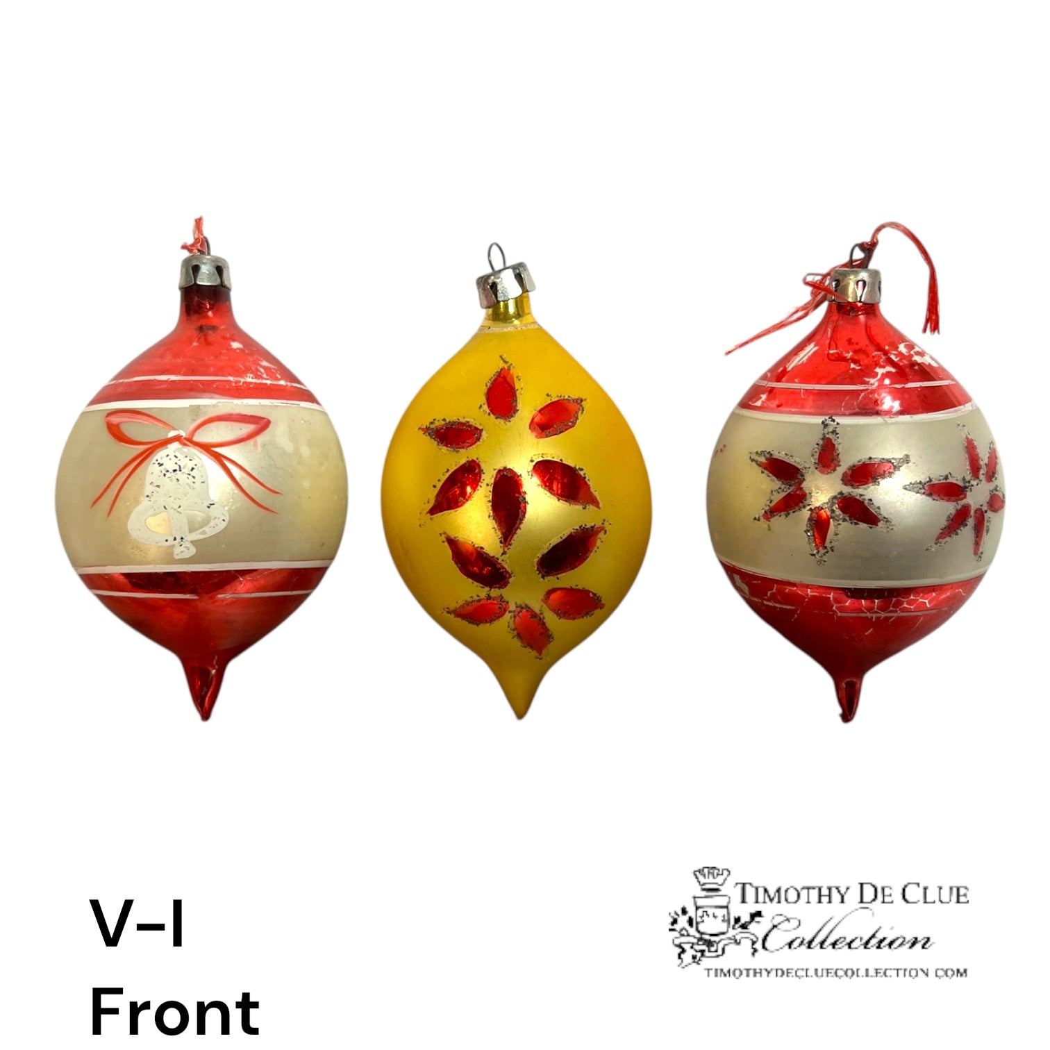 V-I Vintage Handblown Lemon-Shaped Ornaments - Set of 3