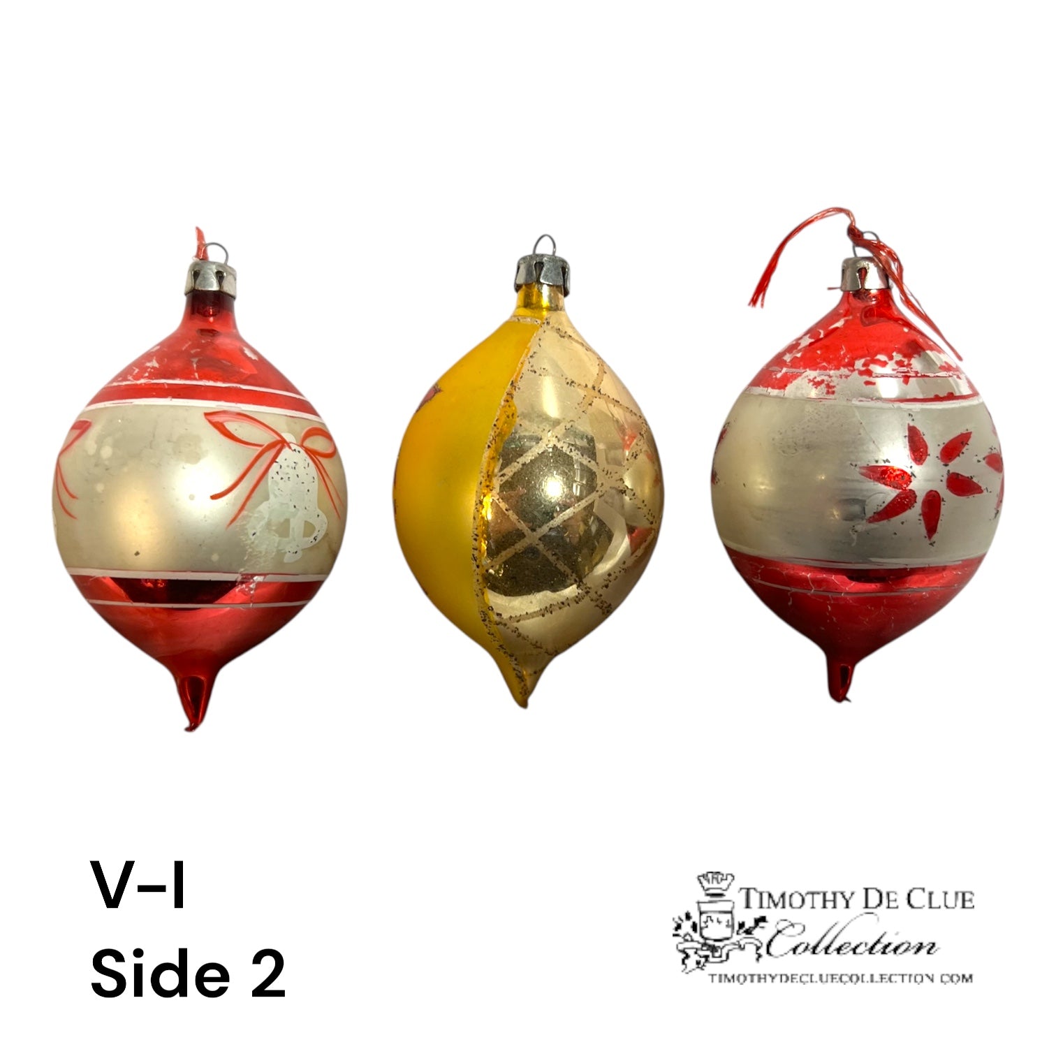 V-I Vintage Handblown Lemon-Shaped Ornaments - Set of 3