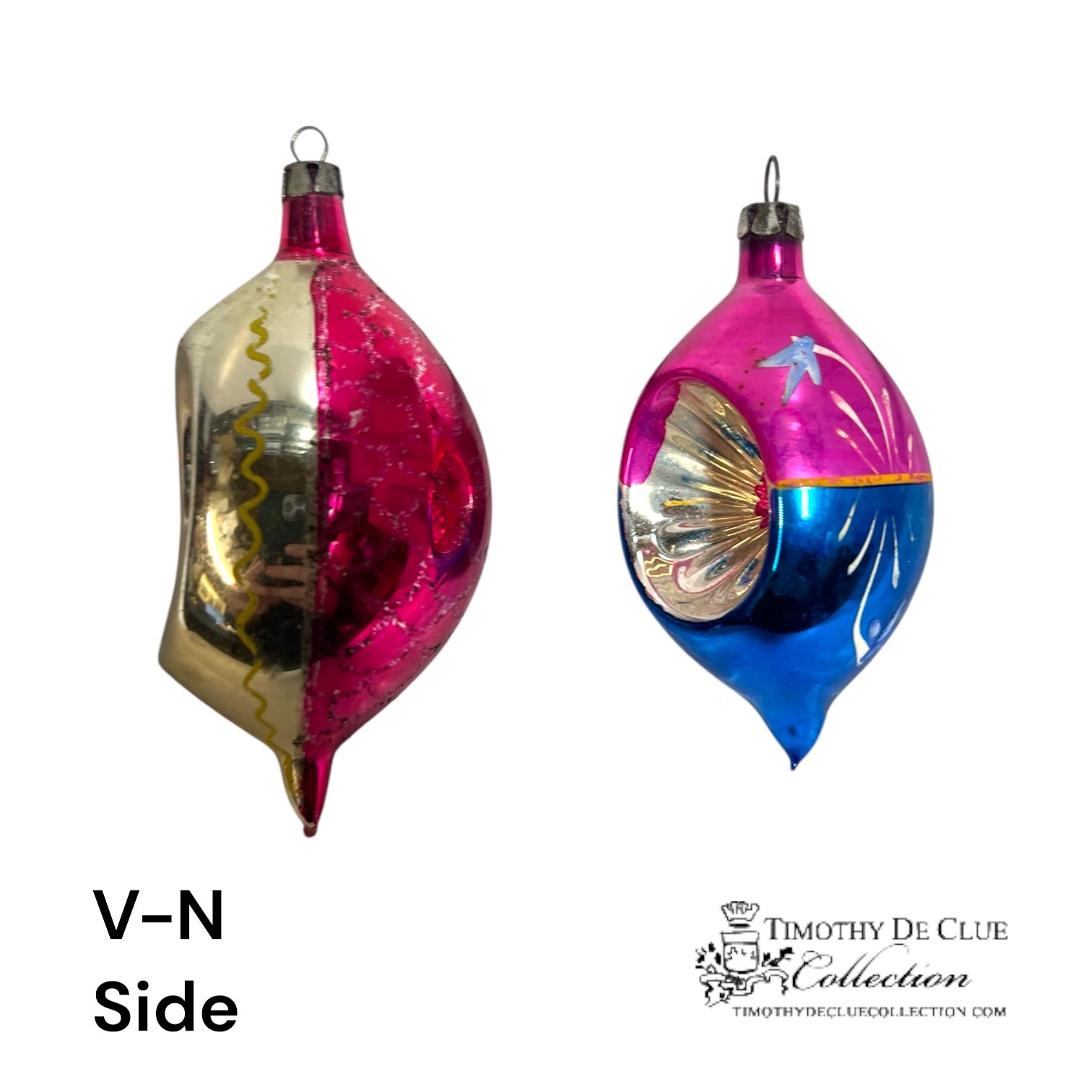V-N Vintage Handblown Small Indent Ornaments - Set of 2