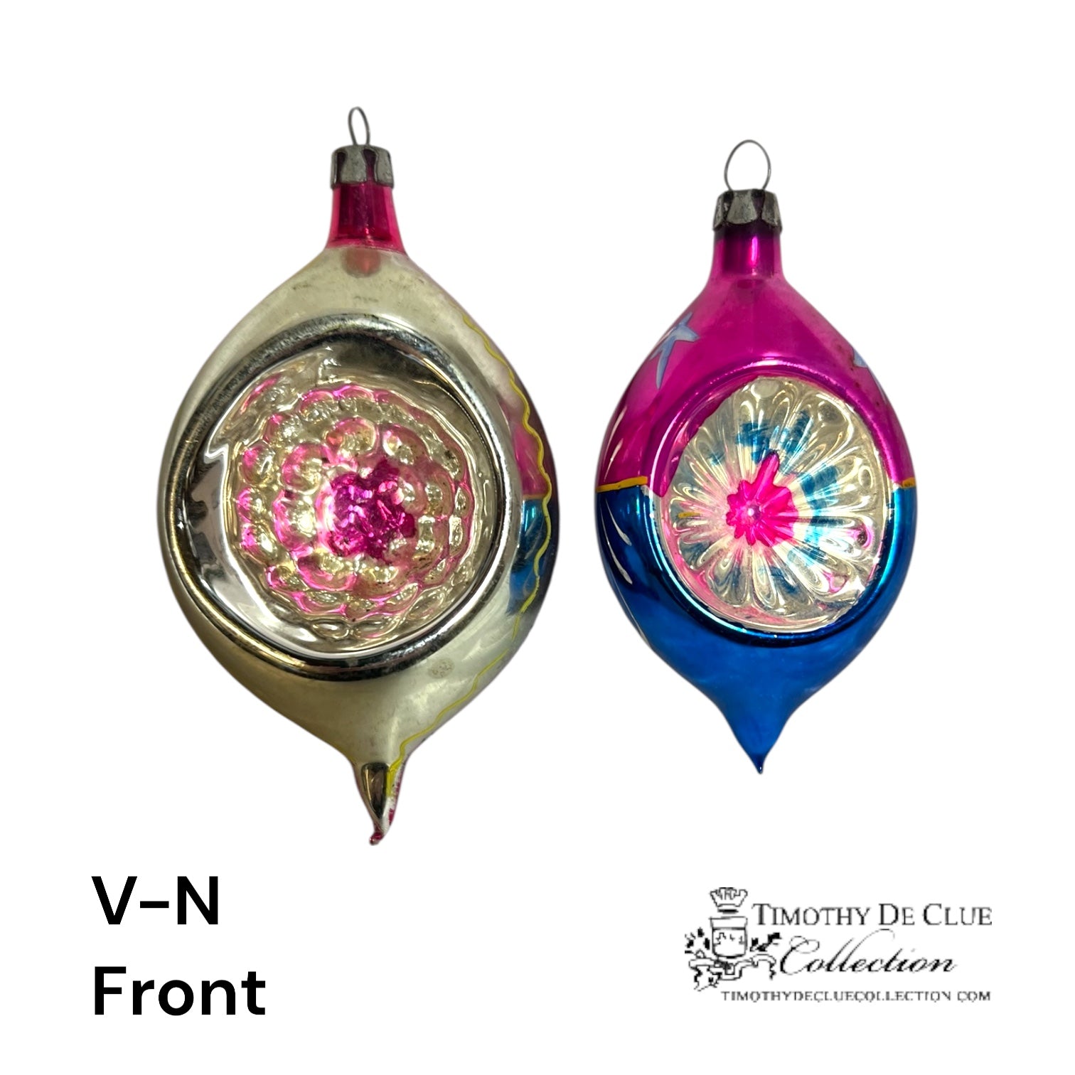 V-N Vintage Handblown Small Indent Ornaments - Set of 2