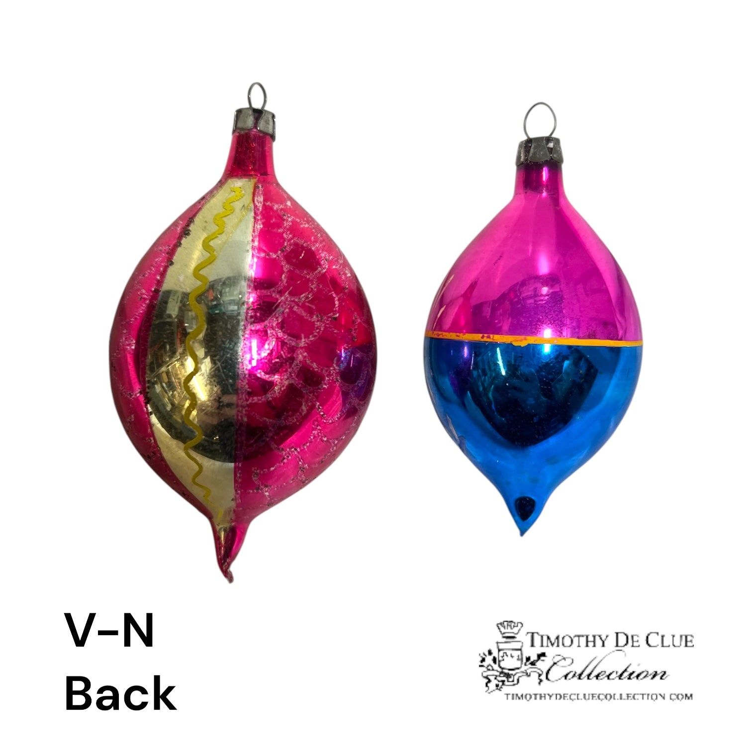 V-N Vintage Handblown Small Indent Ornaments - Set of 2