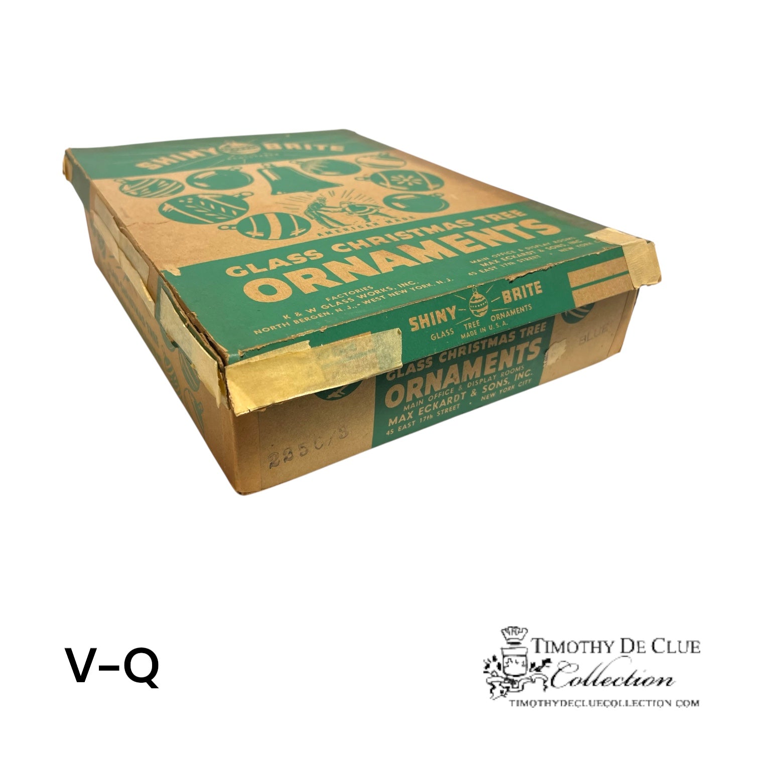 V-Q Vintage Shiny Brite Handblown Flocked Ornaments - Set of 12