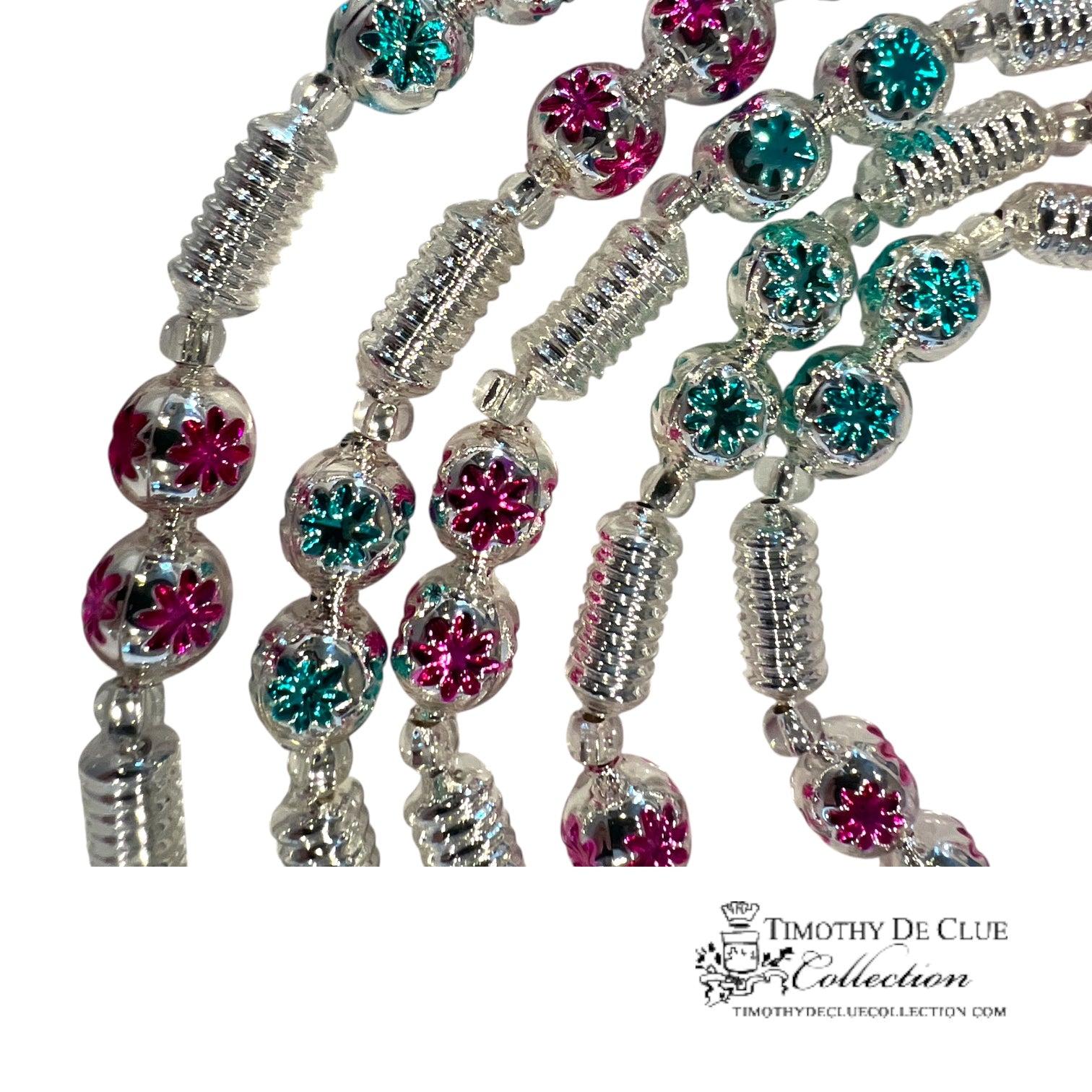 Imperial Flower Bead Garland  - De Clue Czechia Beaded Christmas Collection