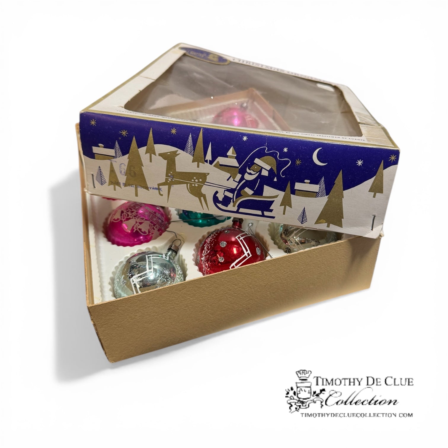 Assorted Vintage Flocked Ornaments - Set of 12