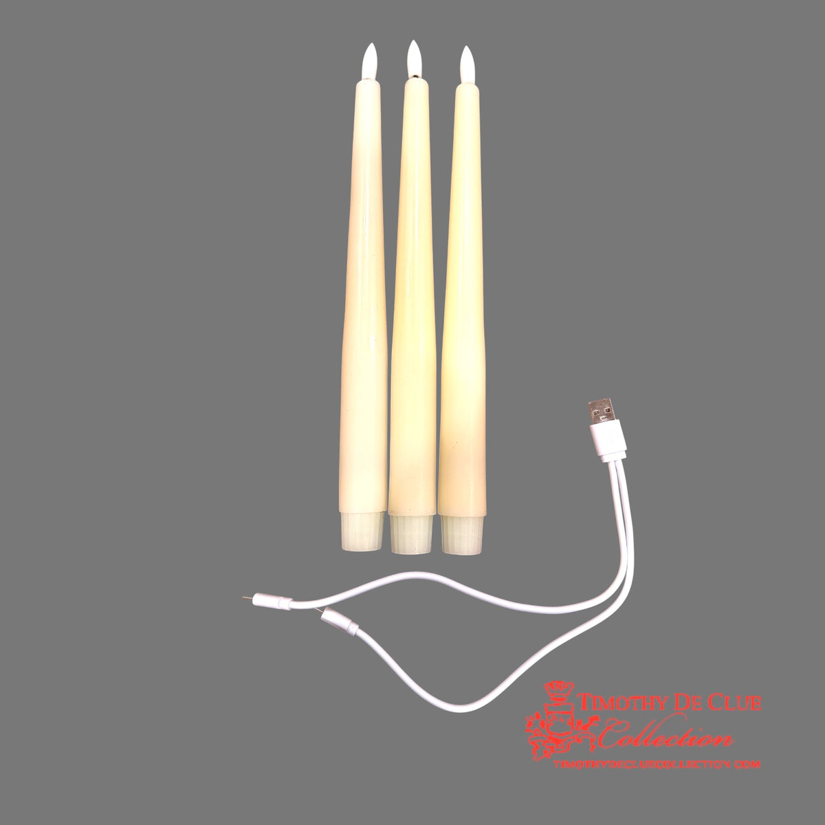 LED B/O USB Recharge Real Wax Taper Ivory