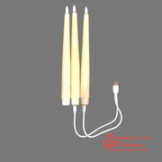 LED B/O USB Recharge Real Wax Taper Ivory