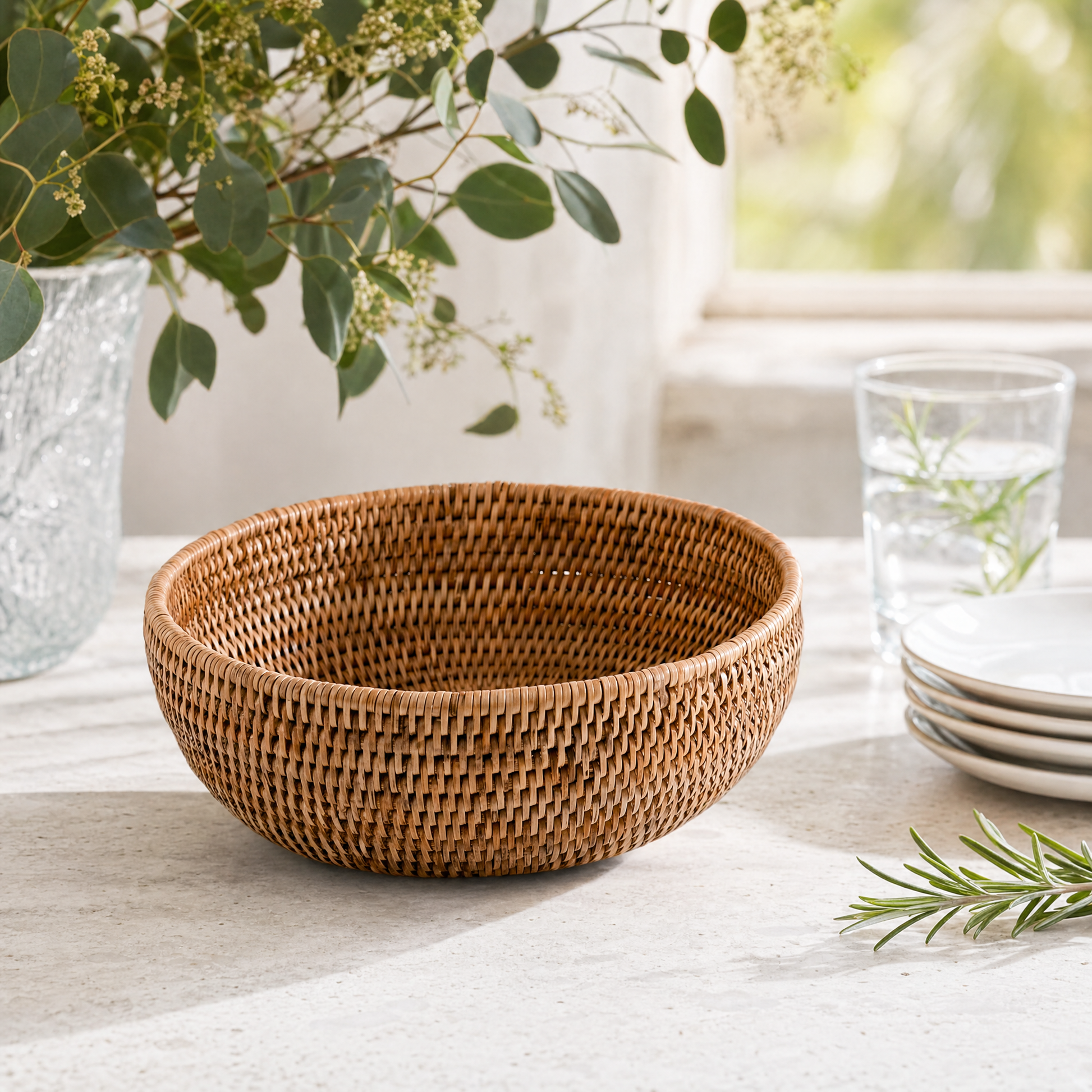 Hand Woven Serving Bowl Rattan