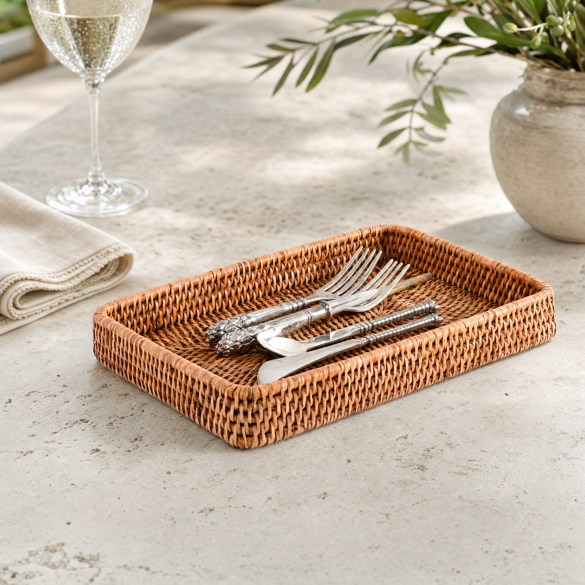 Catchall Tray Hand Woven Wicker Rattan
