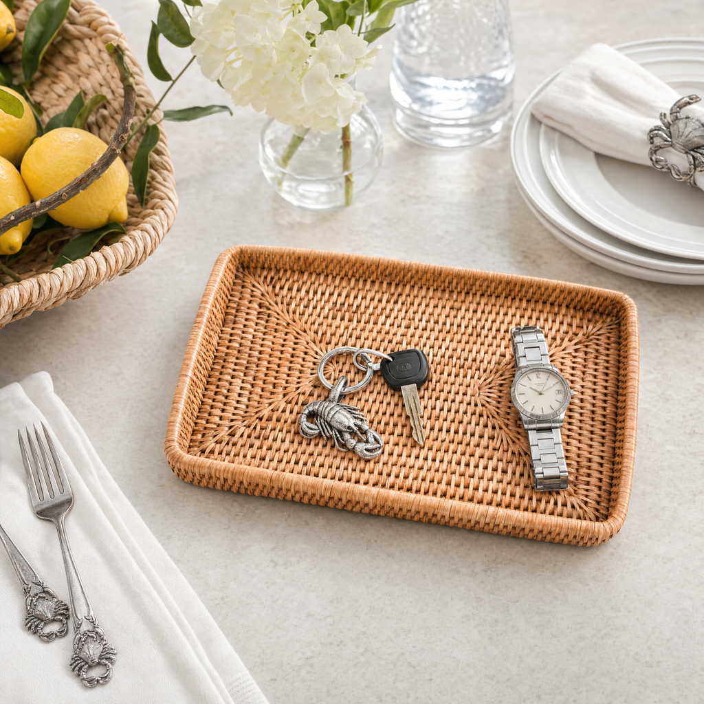 Catchall Tray Hand Woven Wicker Rattan
