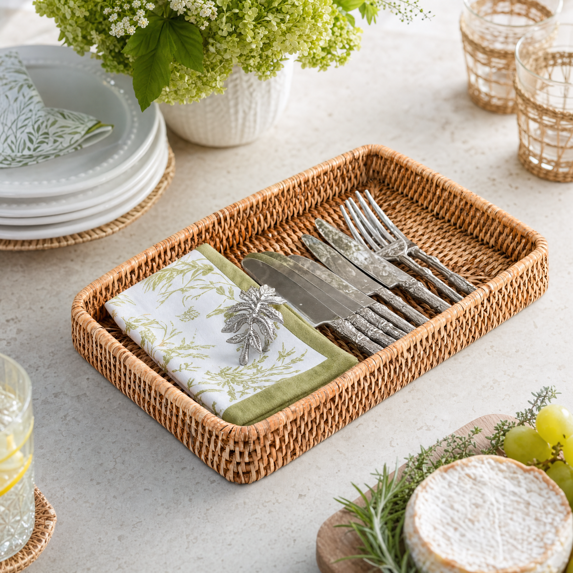 Catchall Tray Hand Woven Wicker Rattan