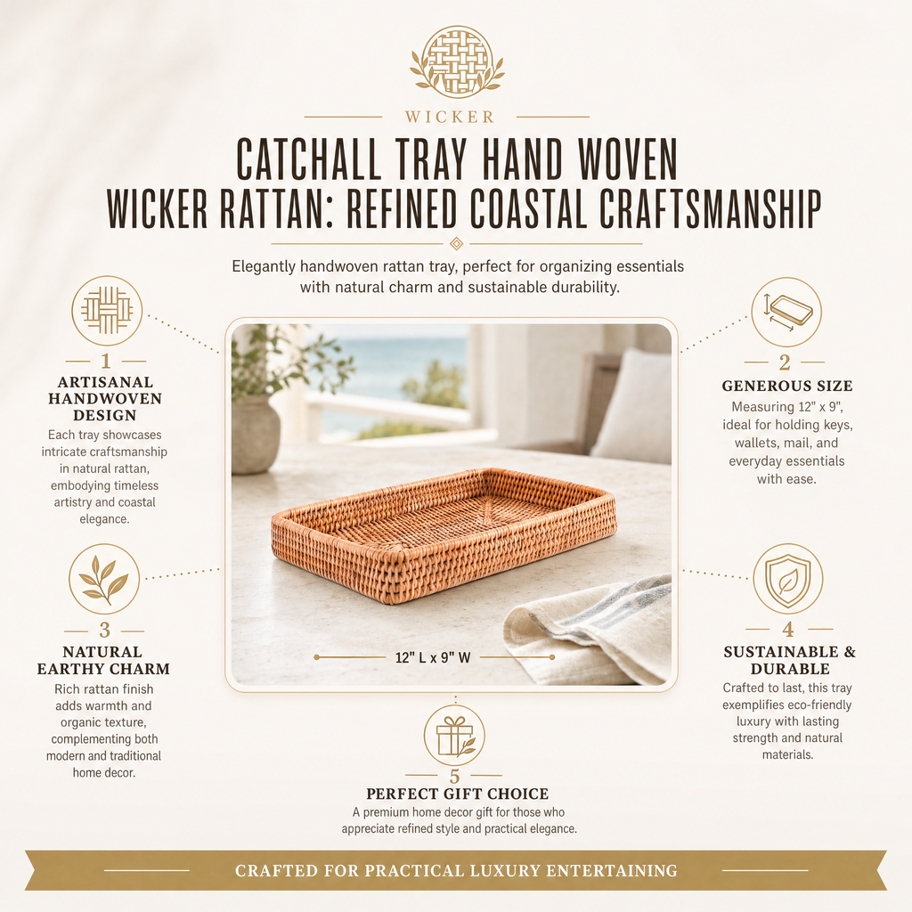 Catchall Tray Hand Woven Wicker Rattan