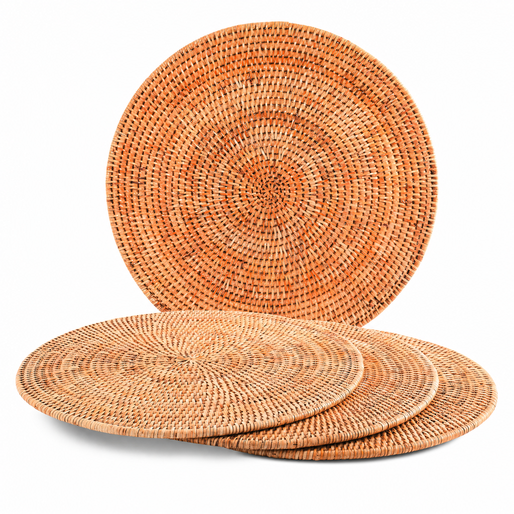 Hand Woven Wicker Rattan Round Placemat - Set of 4