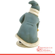 Blue Santa Candy Container, German paper mache with cream fleece trim and pointed hat