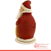 Chubby Santa Candy Container in red paper mache with white fur trim and pointed hat