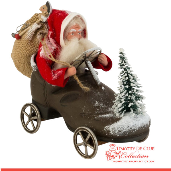 Driving Shoe Crazy Santa - German Paper Mache Christmas Collection