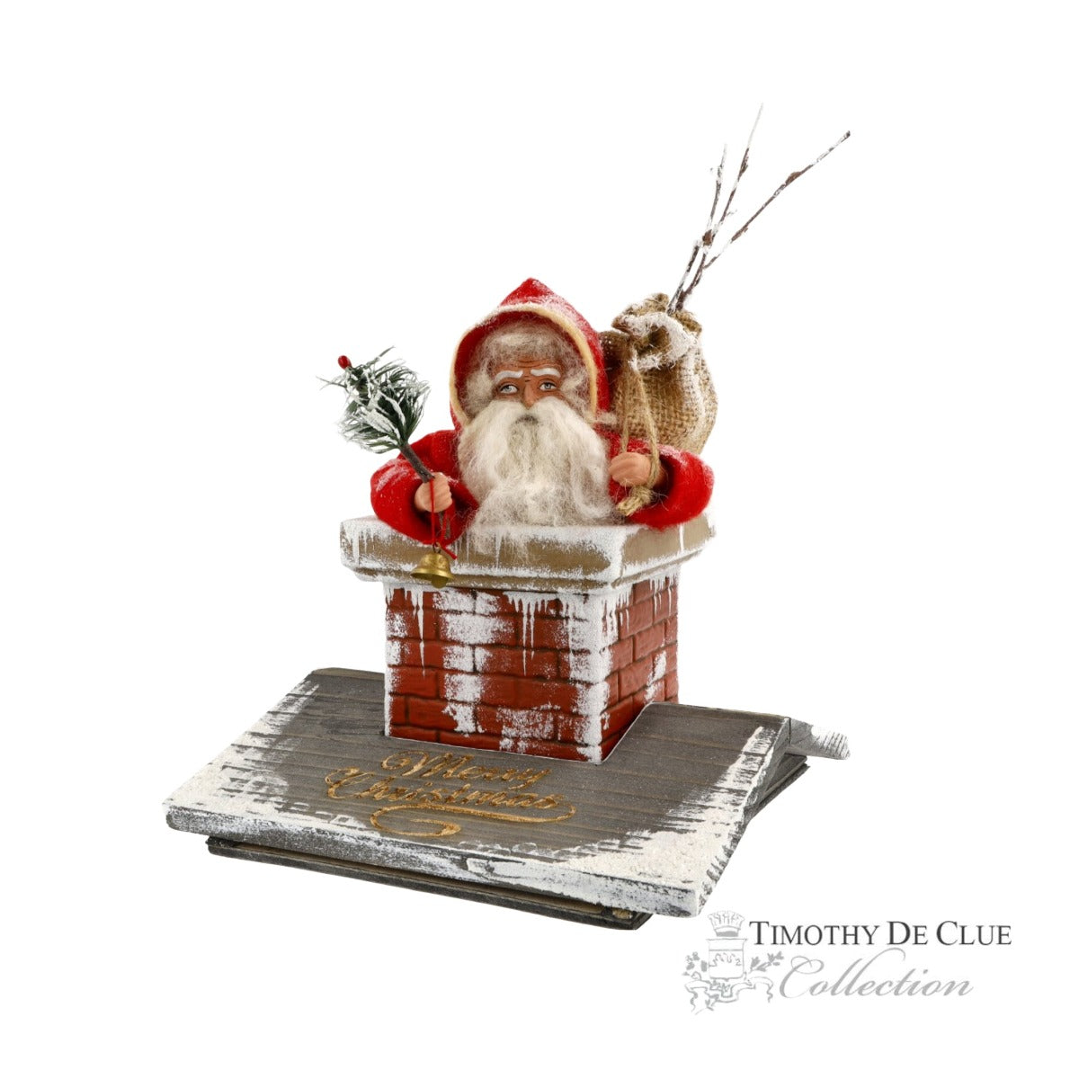 Up on The House Top Santa Paper Mache | Vintage German Reproduction of 19th Century Piece Timothy De Clue Collection Christmas 