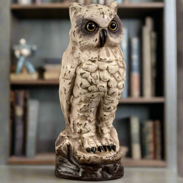 10" Mache White Owl | Fall Halloween Decor