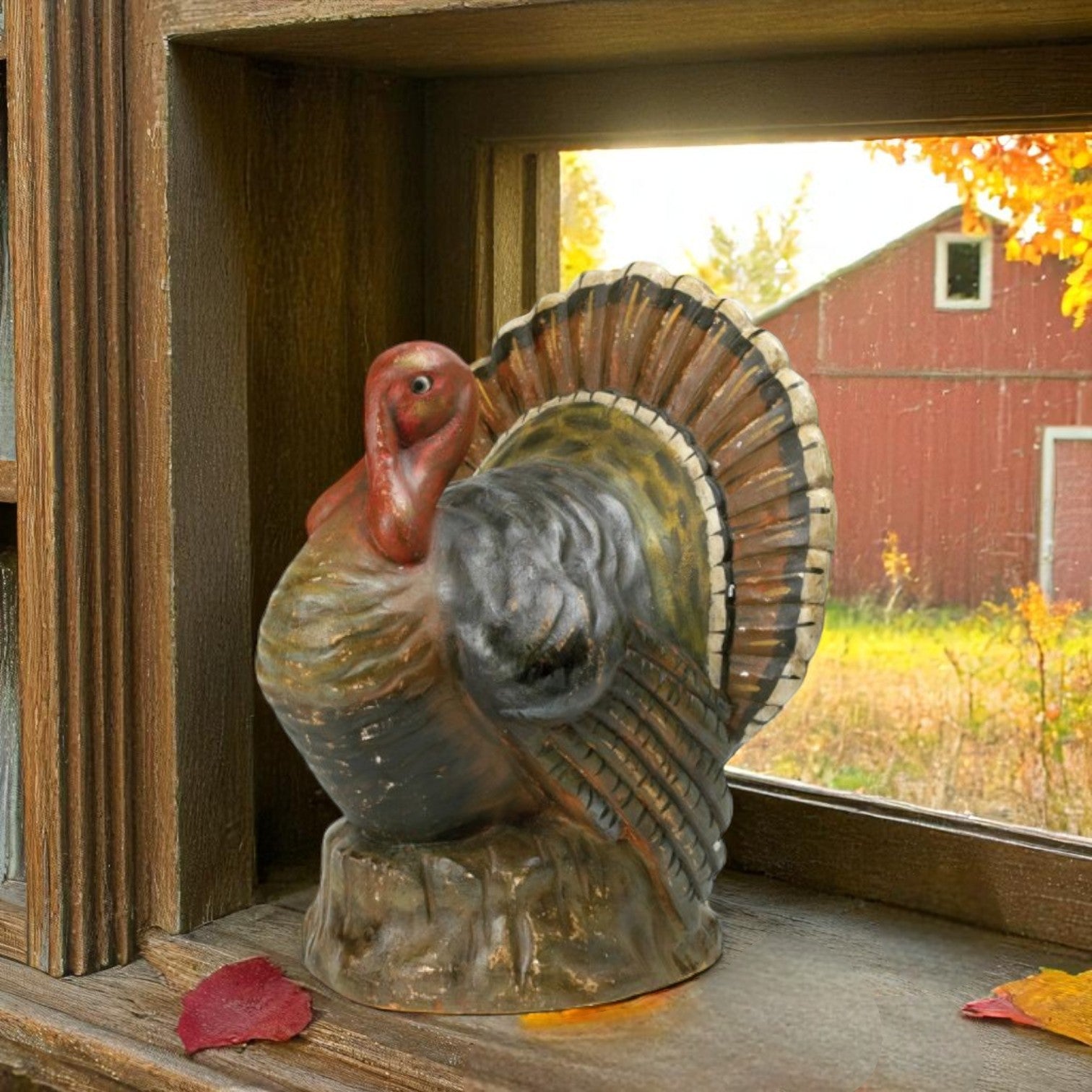 12" Vintage Inspired Mache Turkey | Fall Thanksgiving Decor