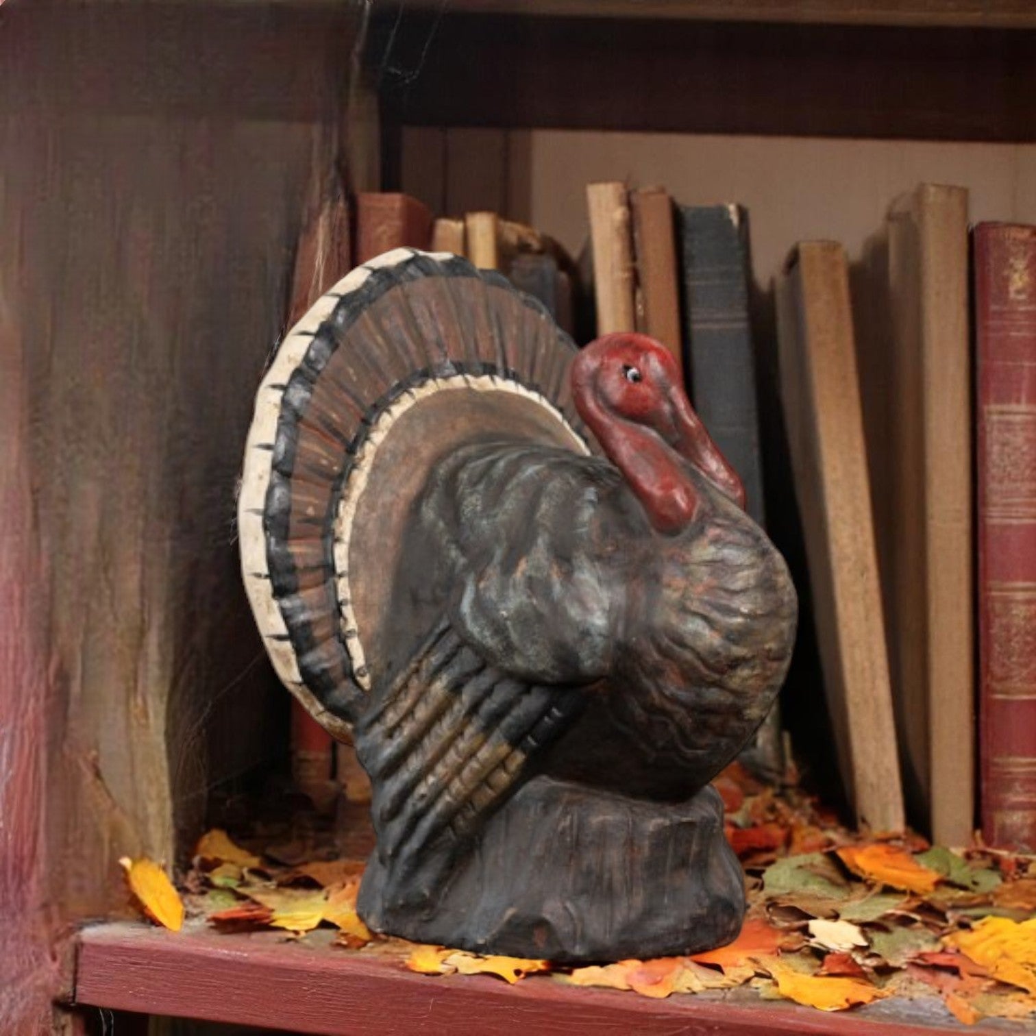 12" Vintage Inspired Mache Turkey | Fall Thanksgiving Decor