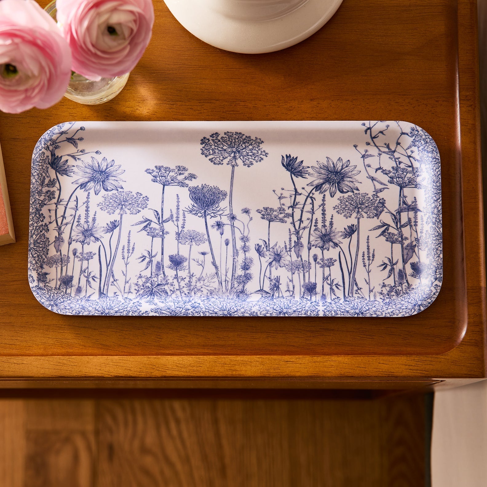 Summer Blues Small Rectangular Birchwood Tray