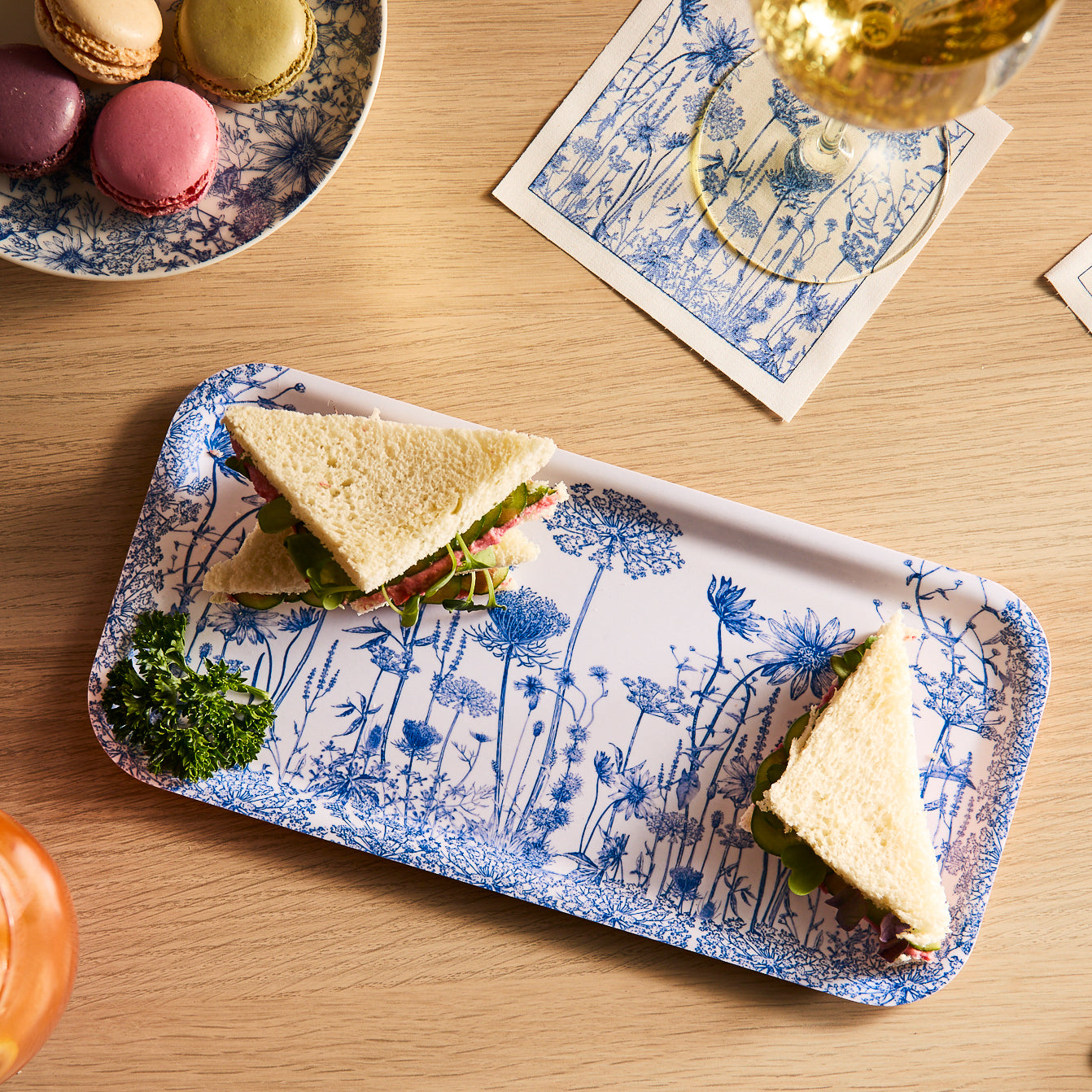 Summer Blues Small Rectangular Birchwood Tray